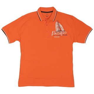 Orange farbenes Kitaro Poloshirt in Übergröße