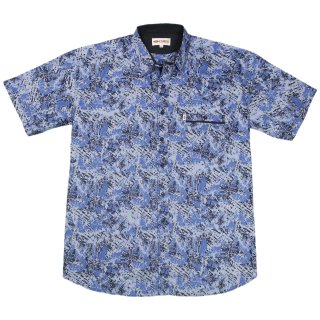 Kurzarm XXL Hemd von Kamro blauer Blumendruck