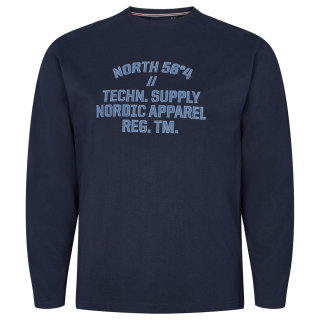 Longsleeve Shirt Brustdruck blau North 56°4 in Übergröße