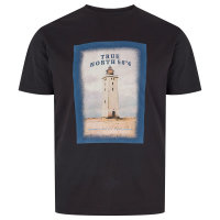 North 56°4 T-Shirt mit Leuchtturm Motiv in schwarz,...