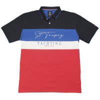 Maritimes Poloshirt von Hajo, blau rot gestreift