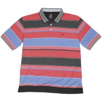 Hajo Stay Fresh Poloshirt, rot blau gestreift